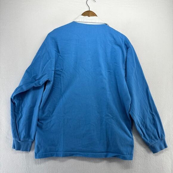 Vintage Nike Italy Rugby Shirt mens Large Blue Embroidered Logo Shield y2k 2000s - Picture 10 of 10